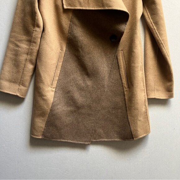 Diane Von Furstenburg DVF Shannon Wool Felted Two Tone Wrap Coat Sz S - Picture 4 of 13
